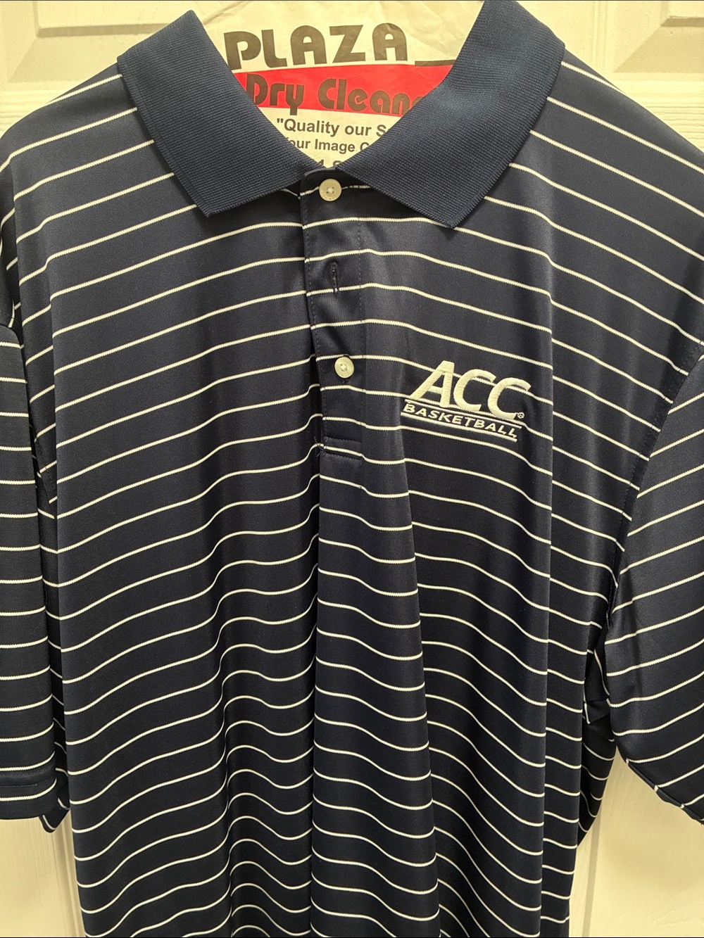 ACC Basketball Navy Striped Polo Shirt